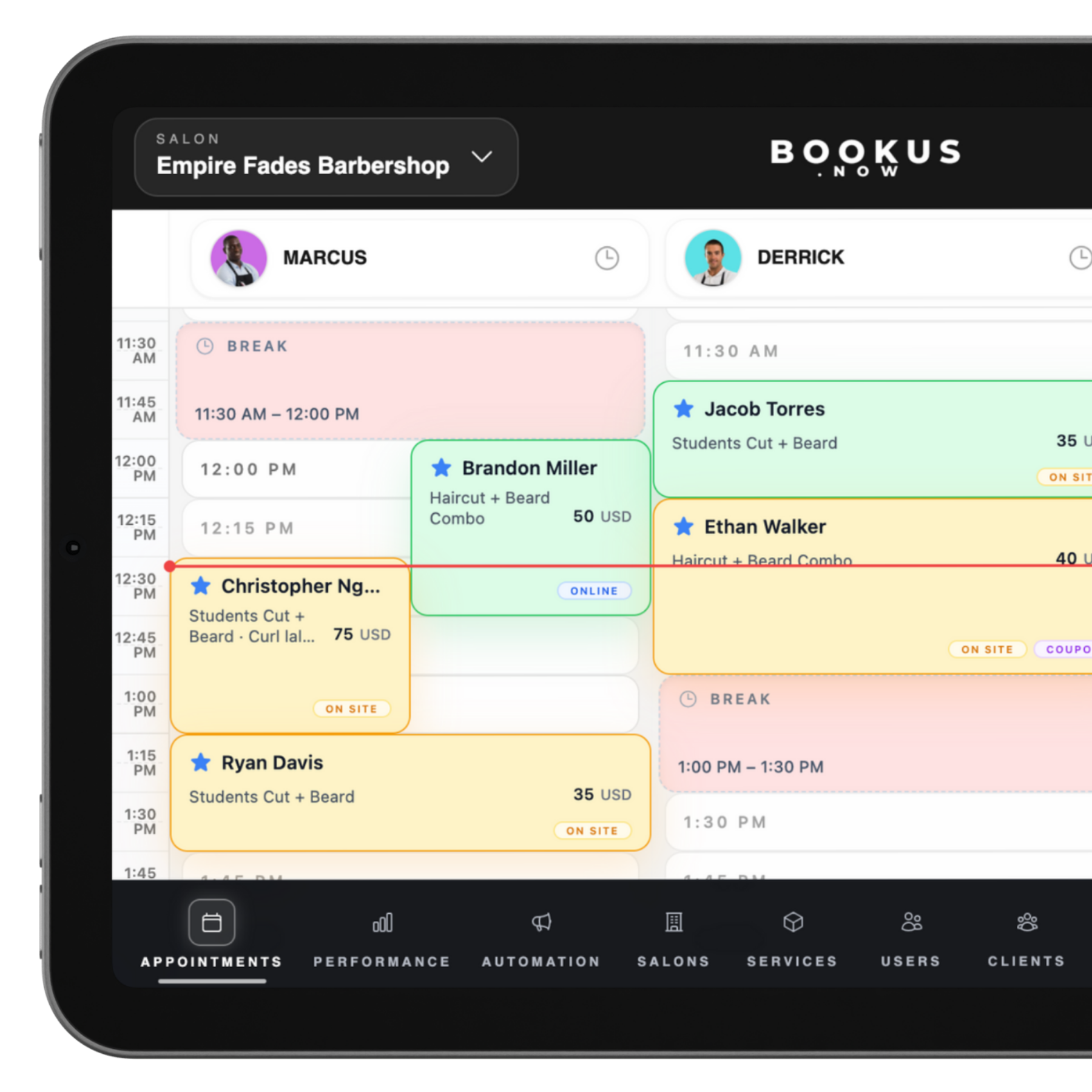 Bookus.now booking experience preview